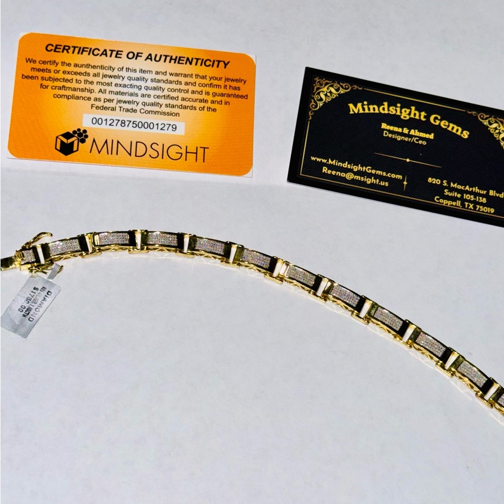 Real Diamond Bracelet for men, 14k Yellow gold vermeil, FREE APPRAISAL INCLUDED - Picture 6 of 7